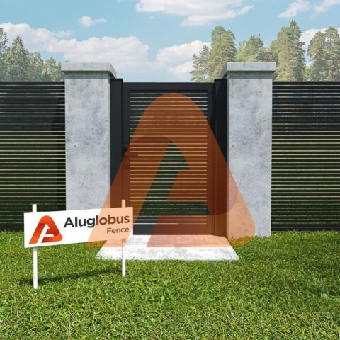 ALU15HorizontalPedestrianGateSingleSwing 1800x 1.jpg | Alu 15 Vertical Wall Topper | Aluglobusfence.com