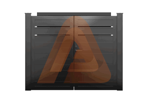 ALU60 Horizontal Pedestrian Gate Double Swing v2.png | USA ALU-60 SLAT HD Aluminum Universal DIY Gate Kit 12’x6’ Double Swing – Customizable and Durable Solution | Aluglobusfence.com