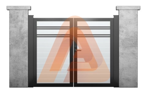 ALU60 Horizontal Pedestrian Gate Double Swing Vinil.jpg | ALUVINYL HORIZONTAL DOUBLE SWING DIY GATE 12' x 6' | Aluglobusfence.com