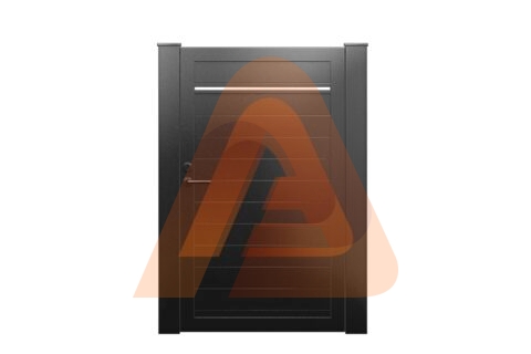 ALU60 Horizontal Pedestrian Gate Single Swing v2.jpg | ALU60 SLAT HORIZONTAL GATE KIT 6' x 6' | Aluglobusfence.com