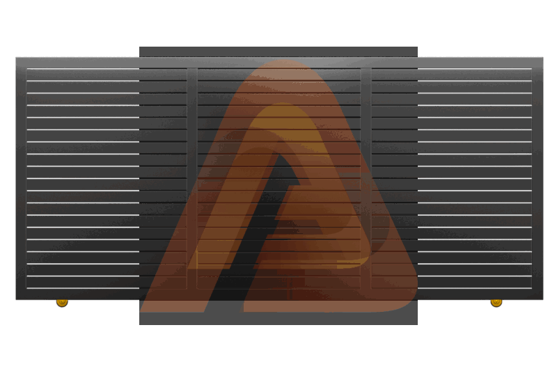 ALV40 Horizontal Driveway Gate.png | Horizontal Modern ALU40 6.3 SLAT Sliding Gate Kit – HD USA Aluminum Design With Gap Option | Aluglobusfence.com